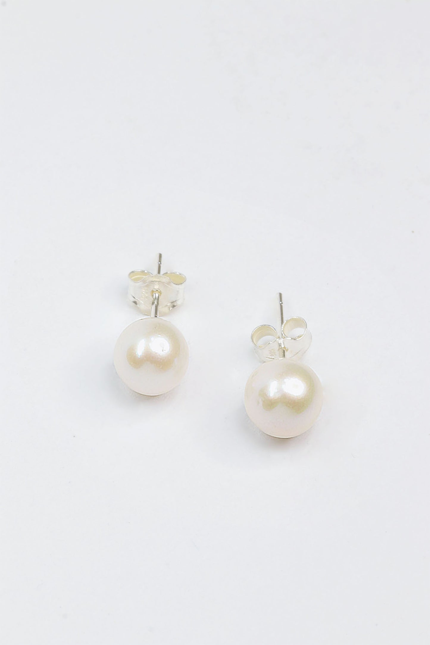 Luna White Round Freshwater Pearl Studs