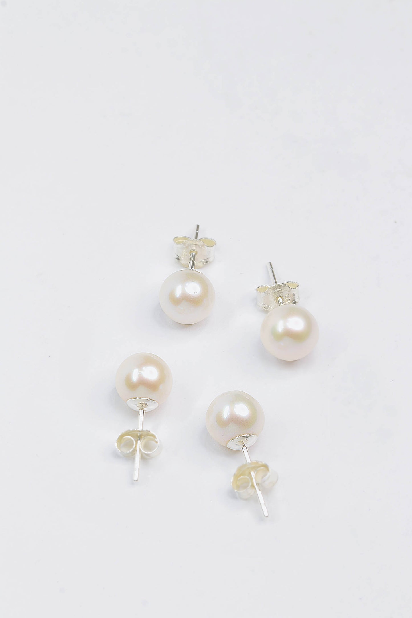 Luna White Round Freshwater Pearl Studs