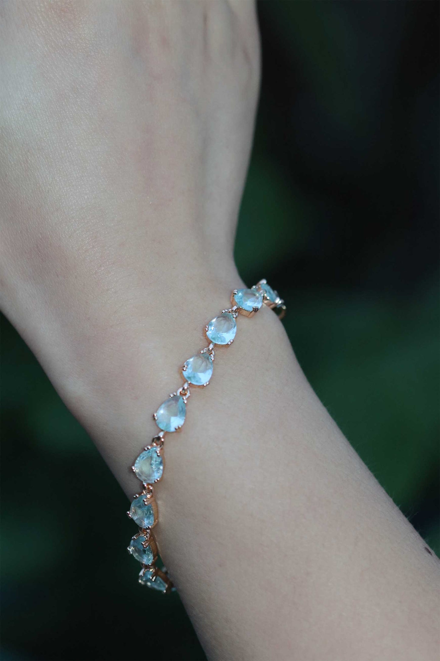 Blue Water Teardrop Tennis Bracelet