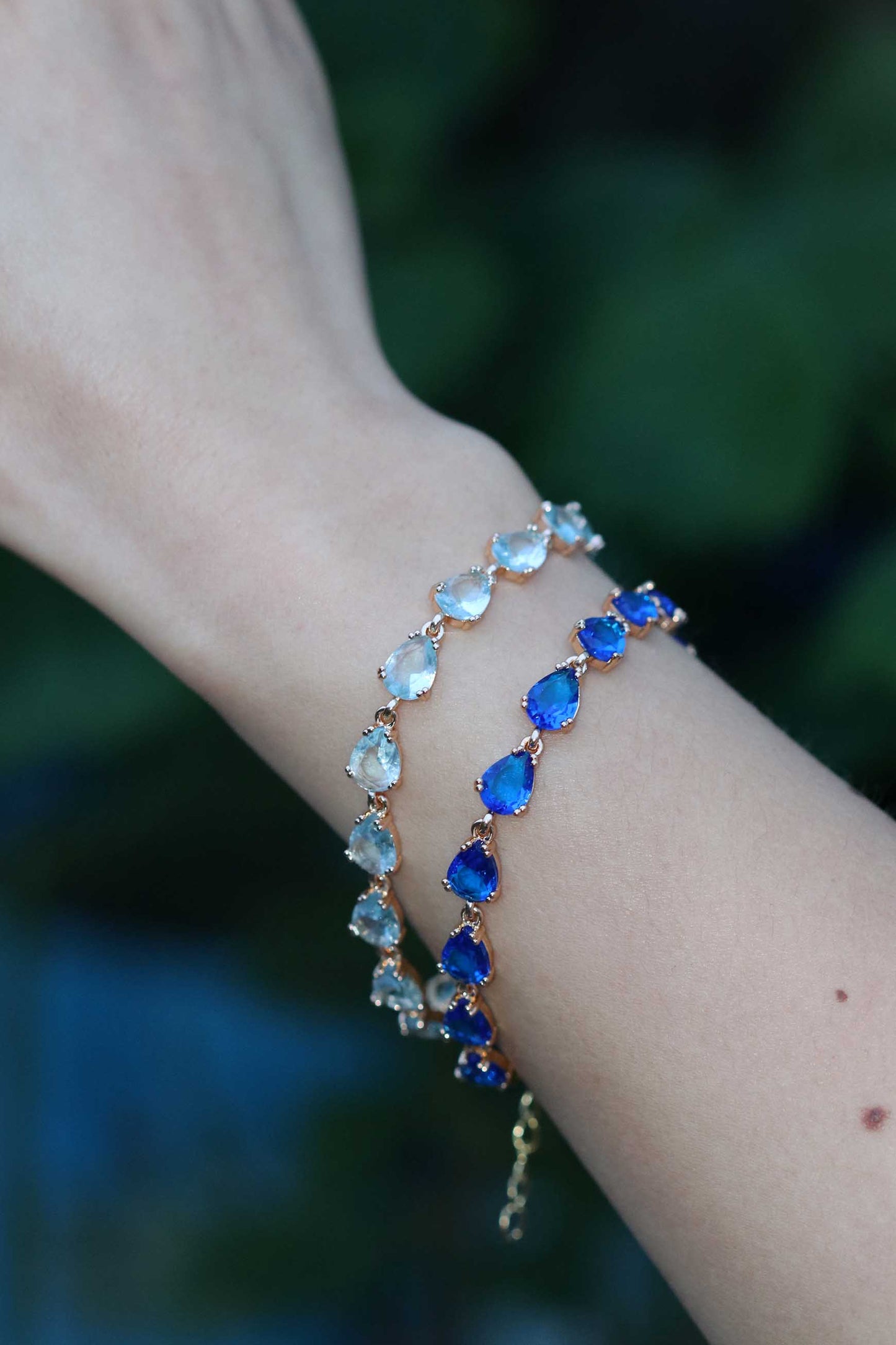 Blue Water Teardrop Tennis Bracelet