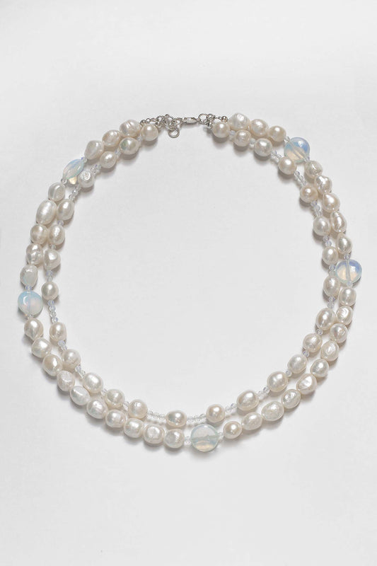 Luna Duo Pearl & Opal Necklace