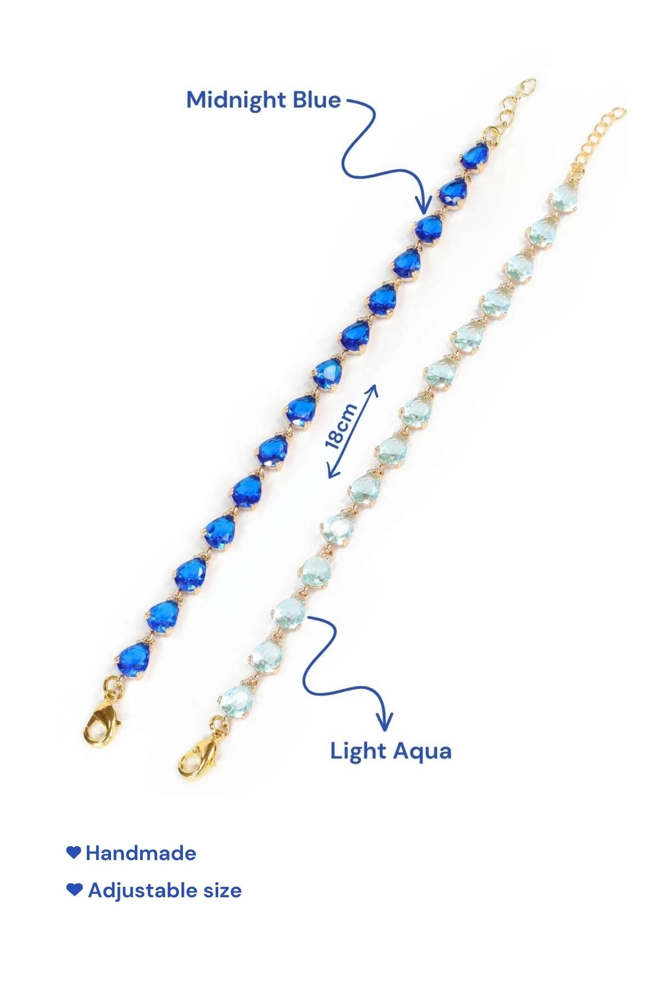 Blue Water Teardrop Tennis Bracelet