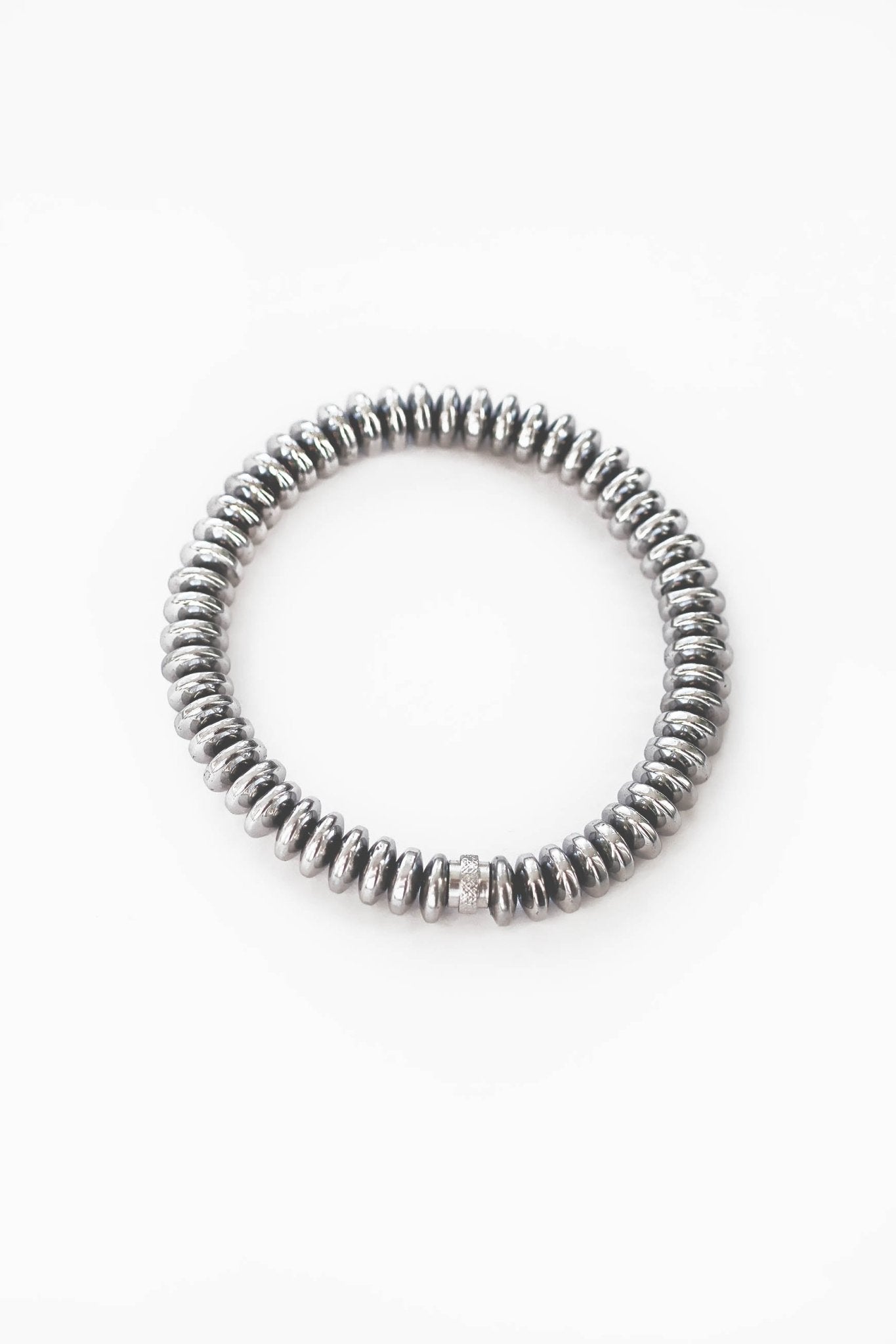 Chunky Hematite Beaded Bracelet in SilverNuma EstiloMen's bracelet