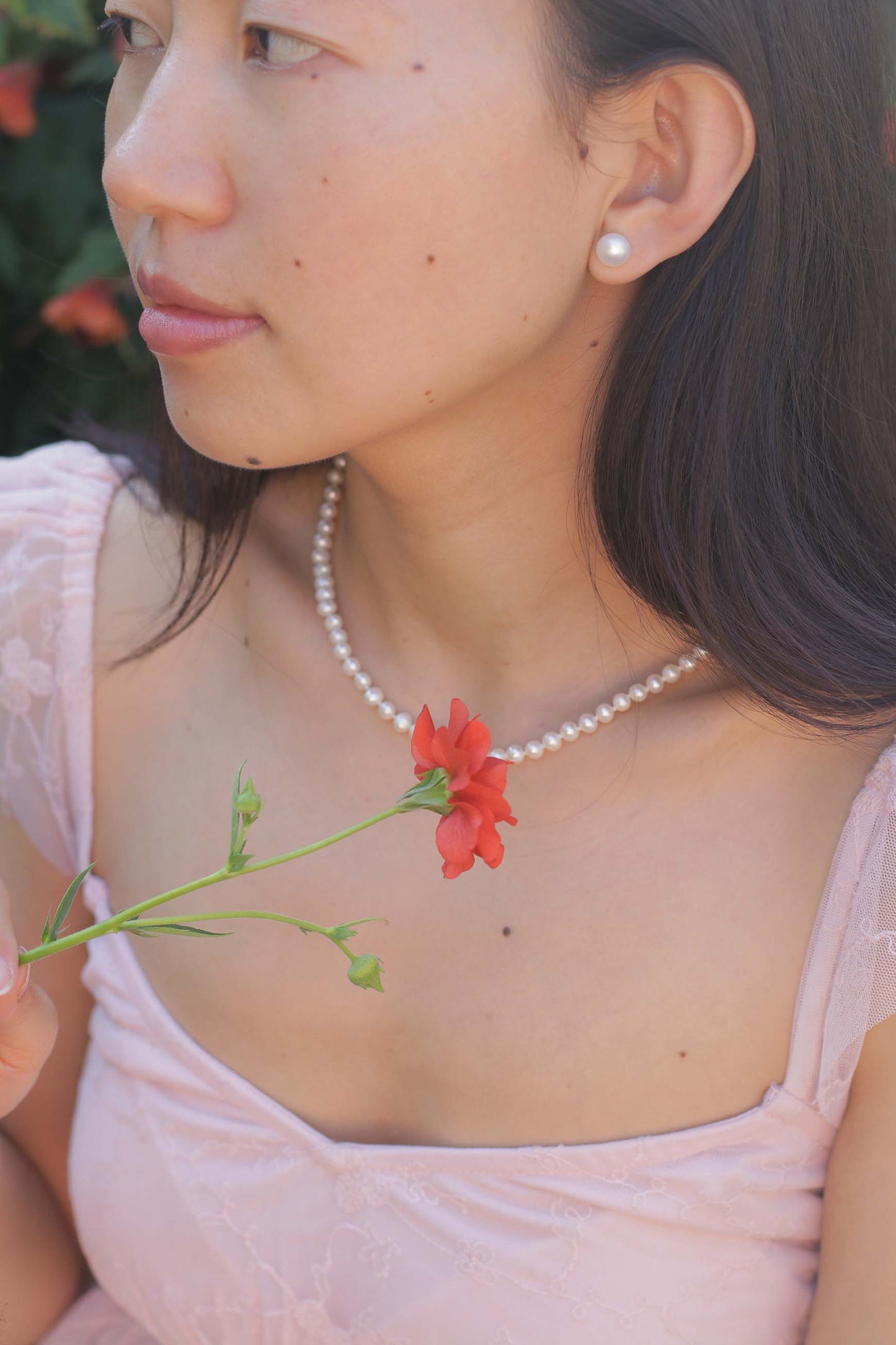 Simple Hand Knotted Pearl Necklace