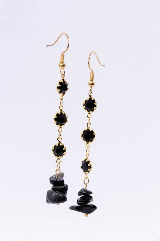 Yuma Obsidian Linear Dangle EarringsNuma EstiloDangle Earrings